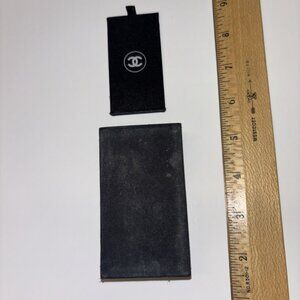 Authentic Chanel Lot Mirror & Makeup Black Case Box w CC Logo Ring